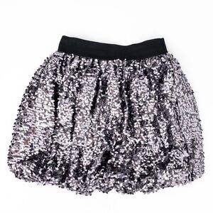 Children's Place gray lavender silver metallic bubble Sequin Skirt -12